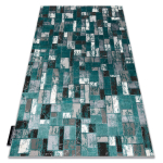 Moodne DE LUXE vaip 6768 geomeetriline - struktuurne roheline / antratsiit