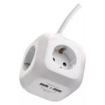 Pikendusjuhe Kubas 4 pesa +2x USB 1.9m