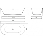 Vann Mexen Gia, parempoolne, 170 x 80 cm, White gloss + Brushed gun gray &uuml;levool