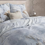 Voodipesukomplekt, flanell, hall, "Janine"