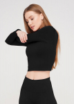 L&uuml;hike pikkade varrukatega topp CROP TOP Giulia, v&auml;rv nero