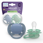 Philips Avent Ultra Soft lutt, 6&ndash;18 kuud, hall/roheline, 2 tk