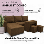 Nurgadiivan lahtik&auml;iv lauaga ja puffidega St Combo, Podrez, pruun