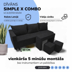 Kahe inimese diivanvoodi lauaga ja puffidega Simple X Combo, Podrez, grafiit