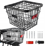 Jalgrattakorv Lukustatav korv koos helkuriga Mahukas metallkorv