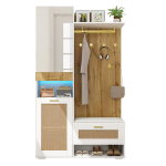 Peegli ja LED-valgustusega riidekapi komplekt, valge