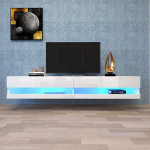 LED-valgustusega TV-alus, valge, 140&times;40&times;30,5 cm, 1 tk