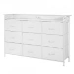Kummut, 9 sahtliga kangast panipaigatorn, 126x32x84.5 cm, valge