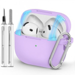 Silikoonist &uuml;mbris magnetilise sulguriga AirPods 4 k&otilde;rvaklappidele, lilla