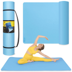 Suur v&otilde;imlemise, jooga, treeningmatt 4FIZJO, 200 x 125 cm, 2 cm, sinine, TPE, libisemiskindel, fitness matt, yoga mat, treeninguteks, harjutusteks
