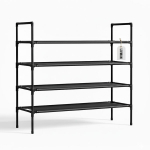 Metallist jalatsiriiul 3 tasapinna ja kangast riiulitega LIVMAN W653