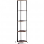 Nurgariiul, 5-astmeline nurgariiul LED-valgusega, 29.5x29.5x162.6 cm, must, metall ja puit