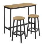 Industriaalne baarilaud 2 alustooliga, 100 &times; 40 &times; 90 cm, metall, pruun &ndash; LBT219B88