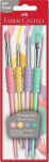 Pintslid - FABER-CASTELL - 4-osaline komplekt - S&uuml;nteetilised karvad - Pehme puudutuse k&auml;epide - Roosa v&auml;rv, Pintslite komplekt Faber-Castell soft touch 4tk/pk (nr.4,8,10,12)