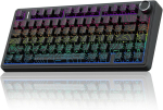 Aula F75 mehaaniline klaviatuur, 75% kolme režiimiga juhtmeta hot-swap-m&auml;nguklaviatuur, RGB, p&ouml;&ouml;rdnupp, must kontuuridisain