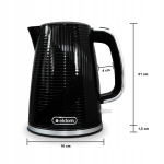 Juhtmeta elektriveekann 1,7 l 2200 W, must, Belaidis elektrinis virdulys 1,7 l 2200 W, juodas
