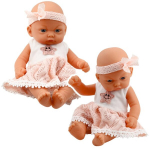 Beebinukk roosa kleidi ja peapaelaga, 24 cm