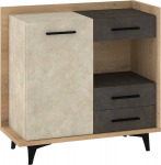 Meblocross BOX-01 1D3S kummut, helepruun/hall