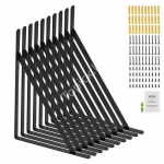 10 vnt. plaukiojančių lentynų laikikliai, 12x8, matinis juodas, 3 mm storio, 72,57 kg apkrova