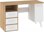 Nordis NOR-01 kirjutuslaud 1D3S &ndash; klassikaline tamme ja valge kirjutuslaud kapiga