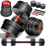 Reguleeritavad hantlid 2x10 kg grifi ja &uuml;hendusosaga kangiks