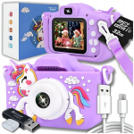 Digikaamera Laste digikaamera m&auml;ngudega, 32 GB m&auml;lukaart, Vaiki&scaron;kas skaitmeninis fotoaparatas su žaidimais, 32 GB atminties kortelė