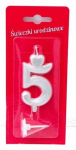 Valge k&uuml;&uuml;nal number 5 s&uuml;nnip&auml;evaks, juubeliks