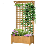 Outsunny t&otilde;stetud voodi istutuskast trellis, trellis istutuskast lillekast puit, aed trellis 90 x 45 x 183cm aed r&otilde;du terrass, lillepott ronitaimedele korvi taimed, lilled, Geltona