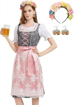 Autentne traditsiooniline Dirndl kost&uuml;&uuml;m Oktoberfestile M suurus, roosa ja valge, M