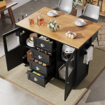 K&ouml;&ouml;gisaar sahtlite, riiulite ja maitseaineriiuliga 120x73x93 cm, valge/must