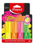 Maped Fluo Neon Glitter markerid, 4 v&auml;rvi, &uuml;mbrisega