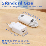 2-paki Usb laadija kiirlaadija 2 m kaabliga, 18 W Usb pistik Usb toiteplokk Usb pesa, laadimispistik Usb kiirlaadimise toitepistik Usb adapter Samsung Galaxy S22 S21 S20 S10 S9 S8 A53 A34 A33 jaoks