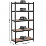 Must metallist 180x90x40 cm 5-riiuliline riiul, 175kg/riiul