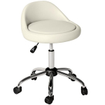 Reguleeritav t&ouml;&ouml;tool ratastega, 63-83 cm, valge kunstnahk