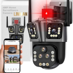 Nutikas 5 objektiiviga turvakaamera LIVMAN ZAQ8-12, millel on 20x digitaalne suum, 270&deg; panoraamvaade, infrapunane &ouml;&ouml;n&auml;gemine, liikumistuvastus, kahesuunaline heliside ja IPC360 Home rakenduse juhtimine, 4MP