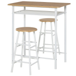 Baarilaud kahe tooliga, MDF, metall, valge/tamm, 80x50x90 cm