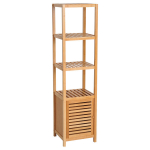 Vannitoa kapp 3 avatud riiuliga, bambus, 36x33x140 cm, naturaalne v&auml;rv