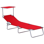 Kokkupandav p&auml;evitusvoodi varikatusega 187x58x36 cm punane aia-terrassile 1 tk