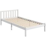 Puidust voodiraam 208x96 cm, liistudest p&otilde;hja ja peatsiga, &uuml;heinimesevoodi, valge