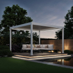 Paviljon Pergola DELUXE AUTOMATIC 3.6x4 LED-idega, valge