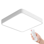 LED laevalgusti plafoon ruut 40cm valge, 72W 6850lm puldiga, 3 valguse v&auml;rvi muutus, modernne ja stiilne