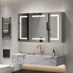 Vannitoa peegelkapp, 100 &times; 60 cm, 3 ust, LED-valgustusega