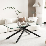 Klaaslaud, karastatud klaas, must metall, 120x60x46 cm, 1 tk