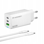 65 W GaN laadija USB-C kaabliga valge