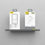 Seinale kinnitatav telefonilaadija 30W PD GaN USB-A USB-C valge