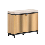 SoBuy kingakabinet sisenemisruumi hoiupink Slim ruumi s&auml;&auml;stev kingakapp koos polsterdatud istmega Puidust sisenemisruumide m&ouml;&ouml;bel magamistuppa ja esikusse Must marmori efekt ja puit 60x24x50cm FSR201-N