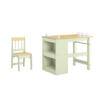 SoBuy Laste laud KMB60-GR Roheline 80x50x66cm 2-riiuliga m&auml;ngulaud tooliga