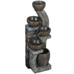 Gartenbrunnen solar, 5-tasandiline kaskaadiga, 107 cm, hall ja pruun