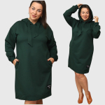 Taskutega puuvillane naiste kleit Defend, roheline, 3XL