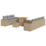 vidaXL Aia Diivanikomplekt 10 pcs Beež ja heledhall Pol&uuml; Rattan
